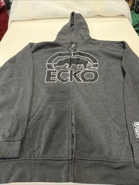 Ecko Unlimited Dark Gray Full-Zip Hoodie with Logo